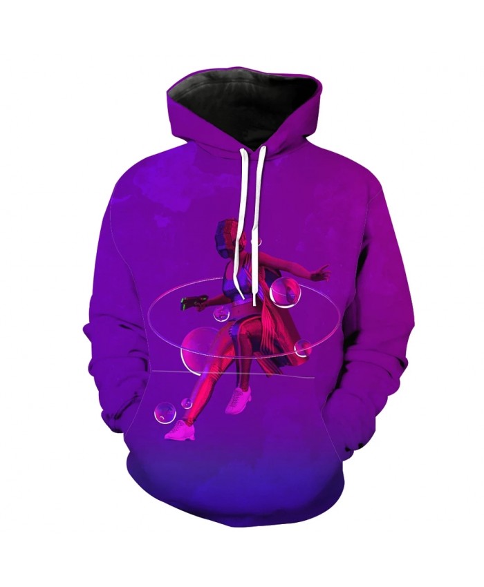 Fashion 3D Hooded Sweatshirt Purple Casual Streetwear