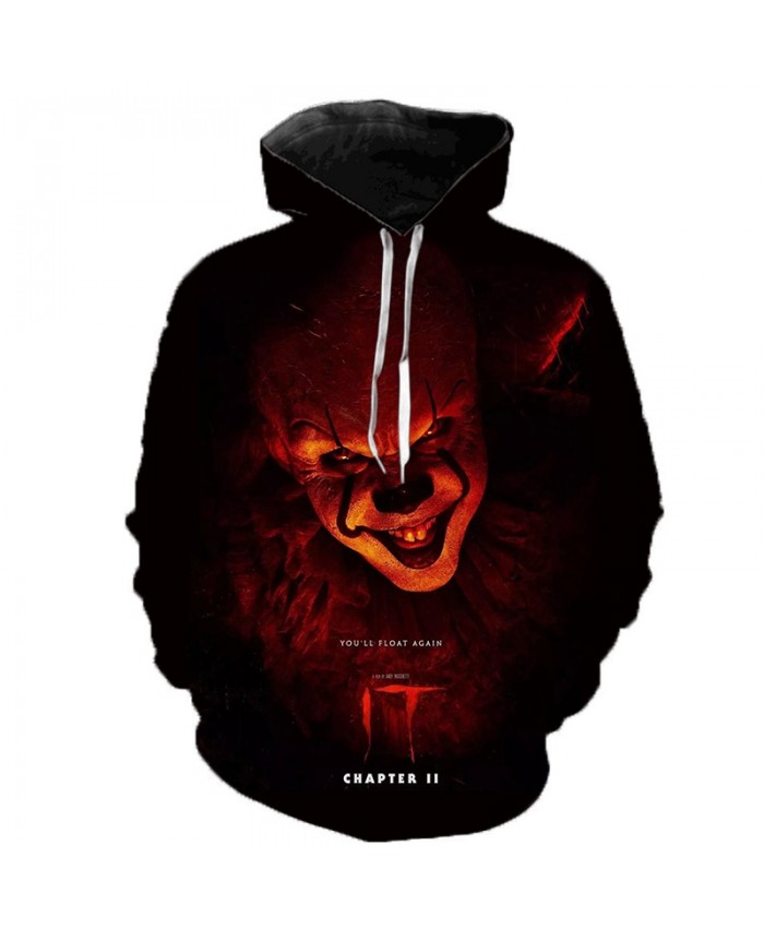 2021 Amerian Horror Movie IT Chapter Two 3D Hoodies Men Women Casual Sweatshirts Clown Print Pattern Tops Cool Coats Clothes