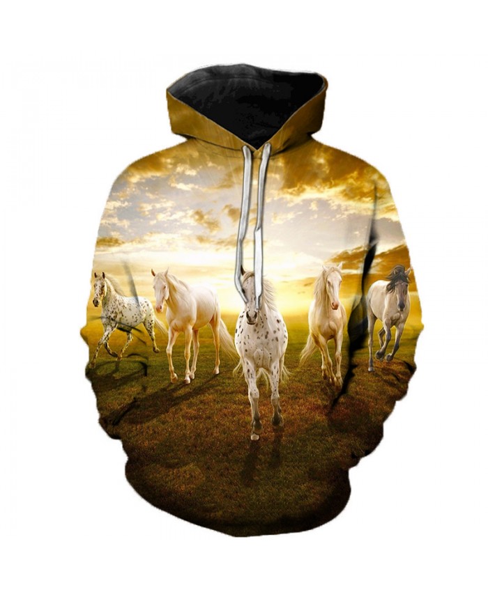 2021 Animal Horse Creative 3D Printed Hooded Sweatshirts Men Women Fashion Casual Harajuku Outerwear Hip Hop Streetwear Hoodies