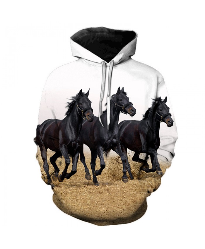 2021 Animal Horse Creative 3D Printed Hooded Sweatshirts Men Women Fashion Casual Harajuku Outerwear Hip Hop Streetwear Hoodies A