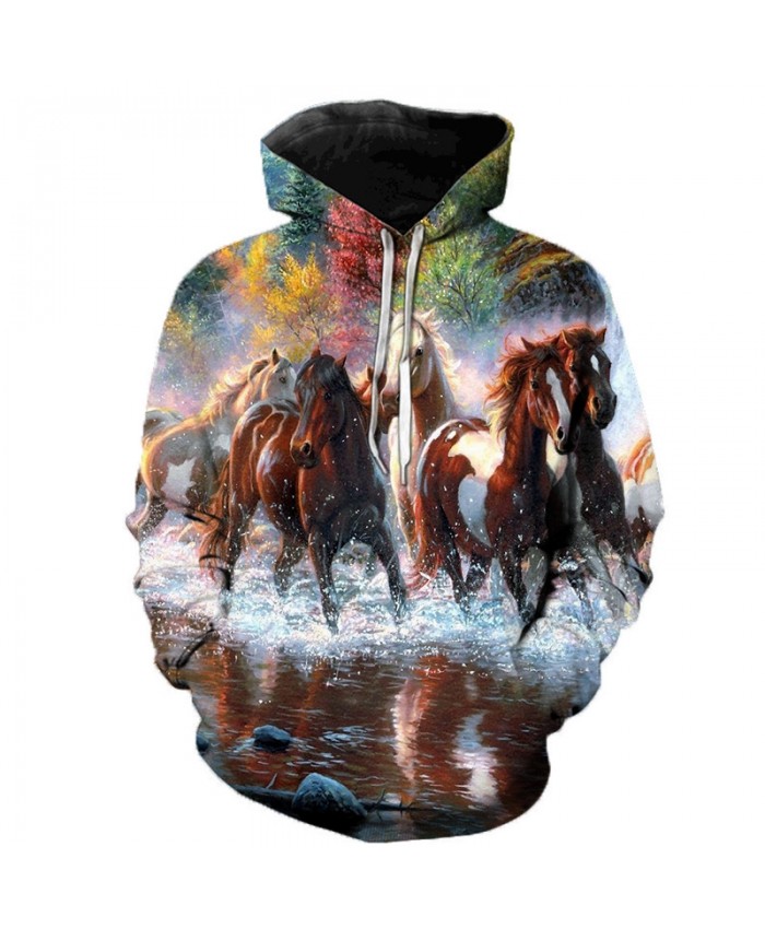 2021 Animal Horse Creative 3D Printed Hooded Sweatshirts Men Women Fashion Casual Harajuku Outerwear Hip Hop Streetwear Hoodies B