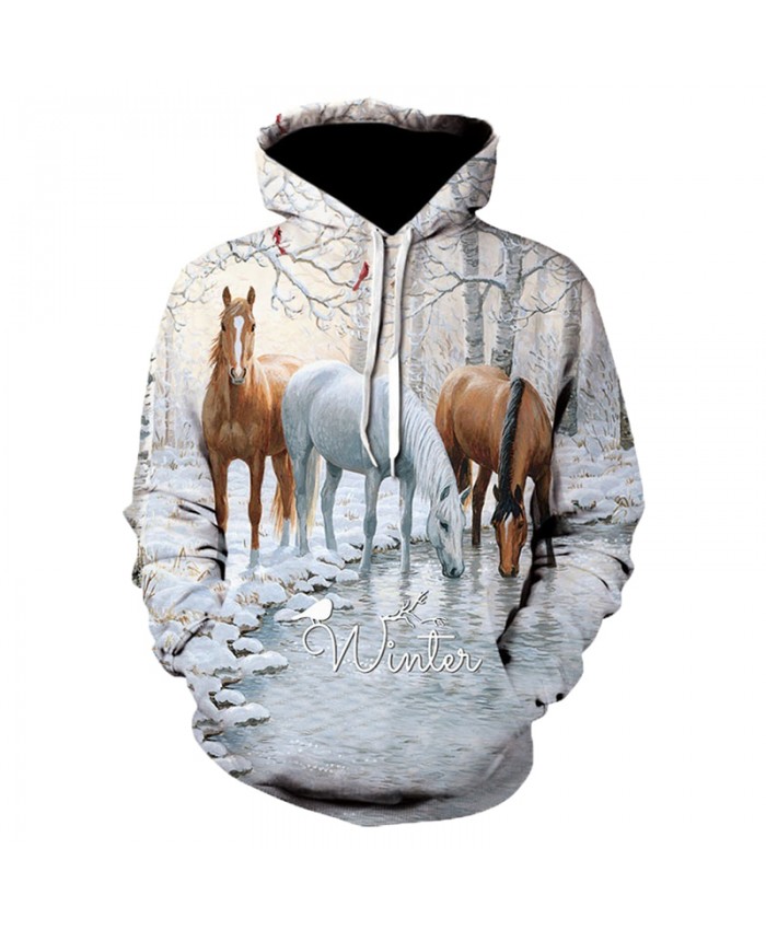 2021 Animal Horse Creative 3D Printed Hooded Sweatshirts Men Women Fashion Casual Harajuku Outerwear Hip Hop Streetwear Hoodies G