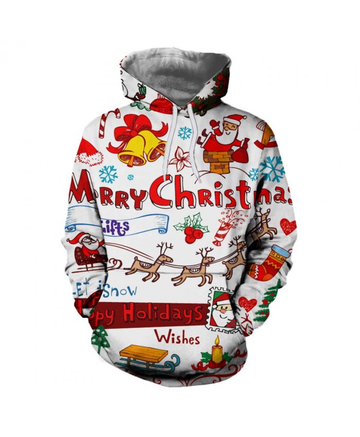 2019 Autumn Winter Christmas Men Women White 3D Sweatshirts Hoodies Funny Santa Hoody Fashion Brand Clothing Hoodie Tops Dropship