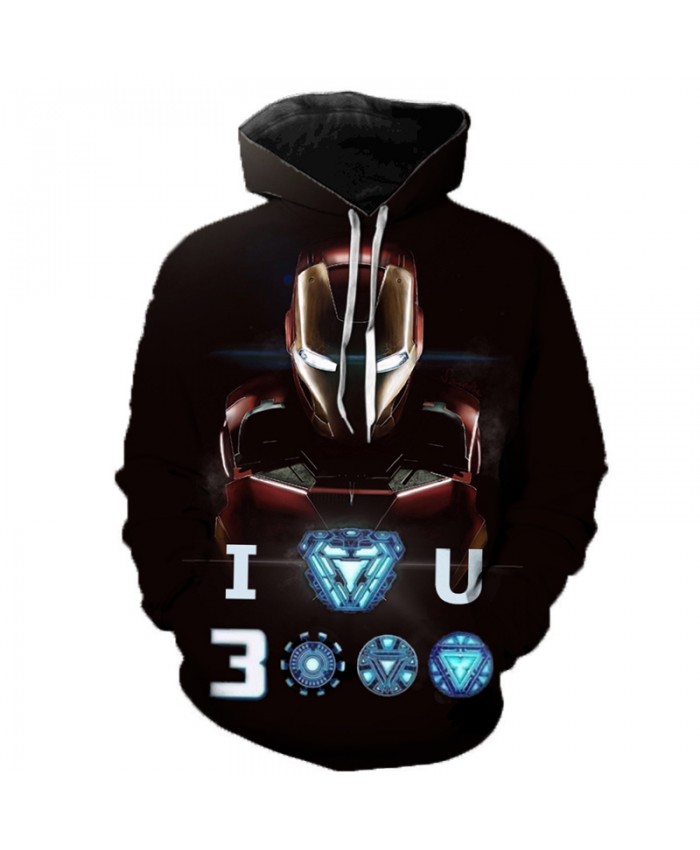2021 Marvel Avengers 4 Movies Iron Man I Love You 3000 3D Printed Hooded Sweatshirts Men Women Casual Streetwear Hoodies