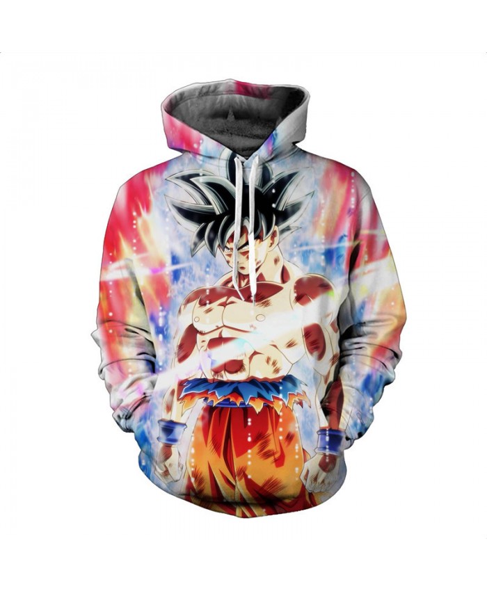 2021 Men's 3D Hooded Hoodie Jackets Dragon Ball Z Ultra Instinct Son Goku Super Saiyan God Rose Hair Print Long Sleeve Coat