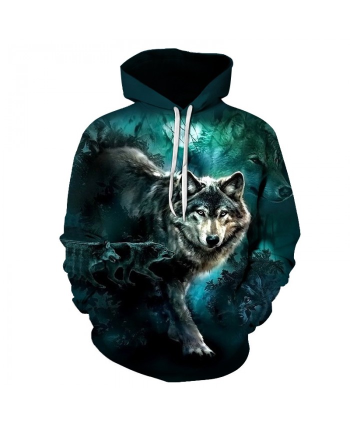 2021 New 3D Animal Hoodies Streetwear Mens Sweatshirts Wolf Printed Pullover Unisex Harajuku Hooded Tracksuits tops