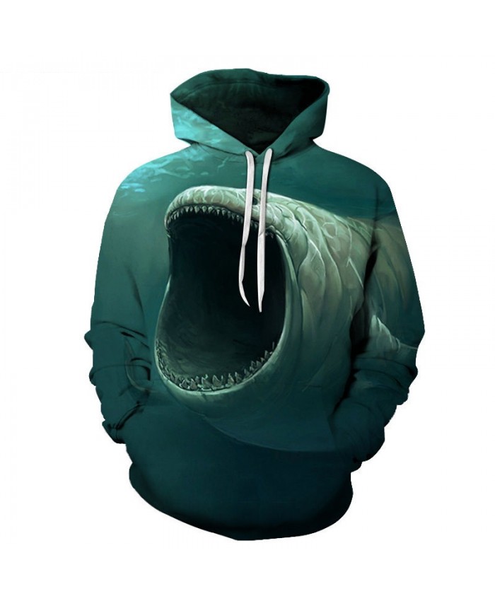 2021 New 3D Printed Open Mouth Fish Pullover Sweatshirt Clothing for Men Custom Pullover Hoodie Casual Hoodies Men