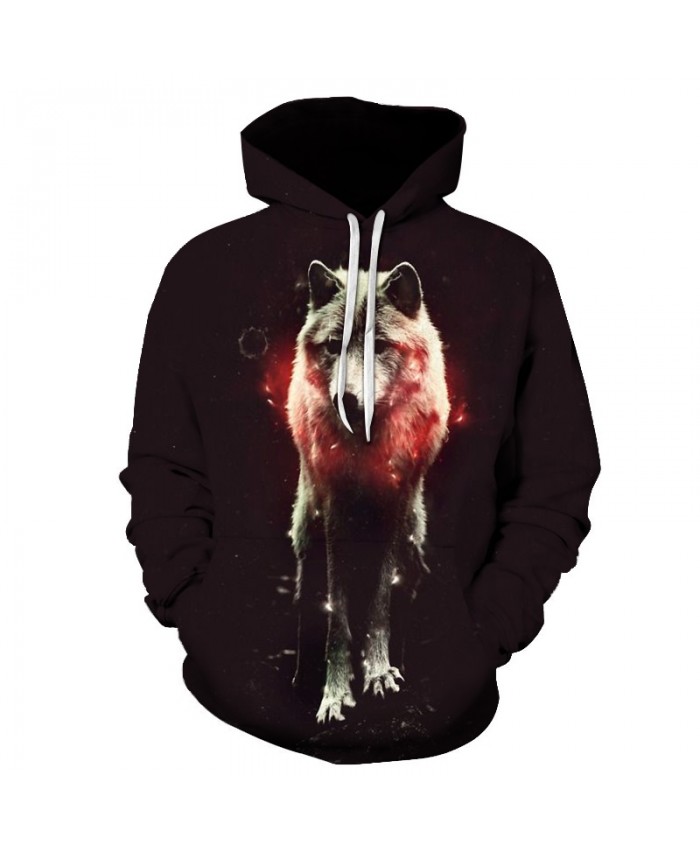 2021 New Animal cute animal hoodies Fashion men 3D wolf Print Hoodie Hip Hop Men Hooded Sweatshirt Men Red light hoody Plus Size