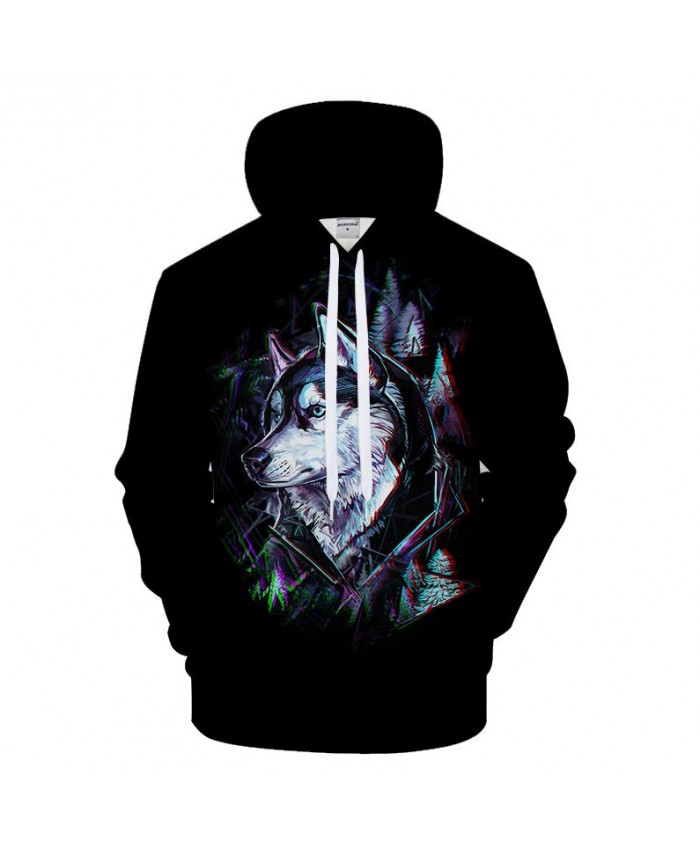 2021 New Arrival Hoodies Wolf Animal Prints Mens Hoody Sweatshirt Harajuku Streetwear Pullover Drop Ship