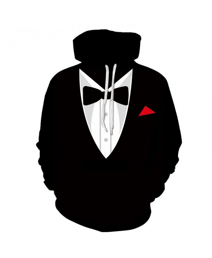 2021 New Black Bow Tie3D Print Men Pullover Sweatshirt Clothing for Men Casual Hoodies Men Streetwear Sweatshirt