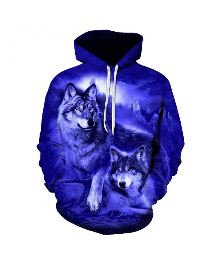 2021 New Harajuku Men's Sweatshirt High Quality Loose Men Long Sleeve Tops Hoody 3D Animal purple Wolf Print Man's Top Hoodie