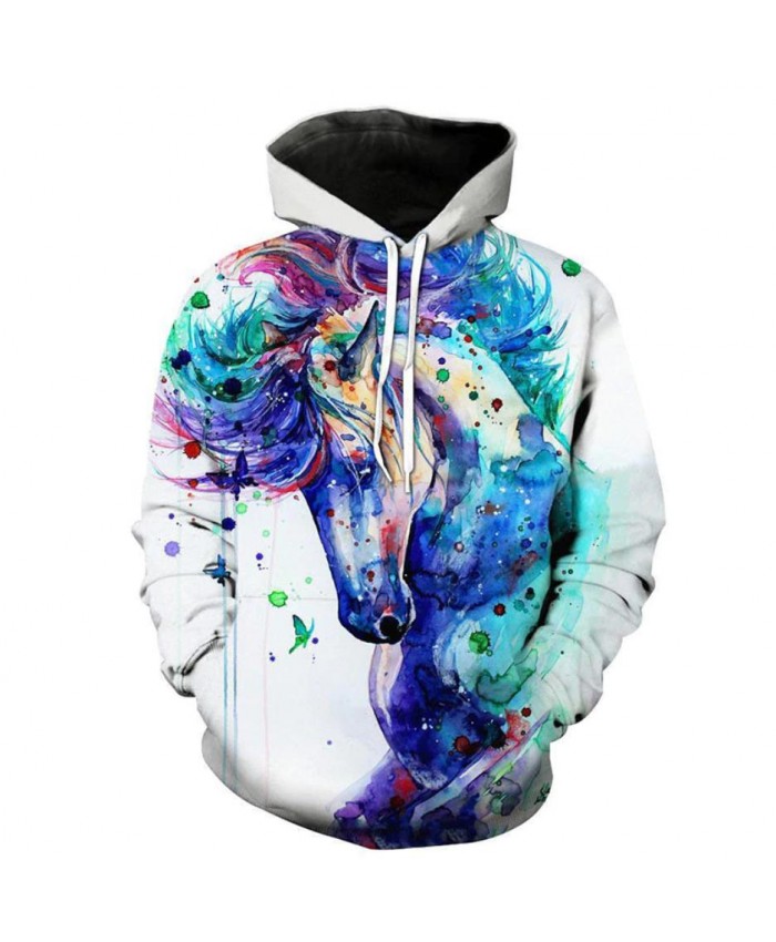 2021 Newest Fashion Sweatshirt Men / Women 3d Hoodies Print White Horse Animal Pattern Unisex Outerwear Hooded Spring Hoodies