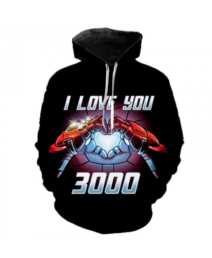 2021 Newest Marvel Avengers 4 Movies Iron Man I Love You 3000 3D Printed Hooded Sweatshirts Men Women Casual Streetwear Hoodies
