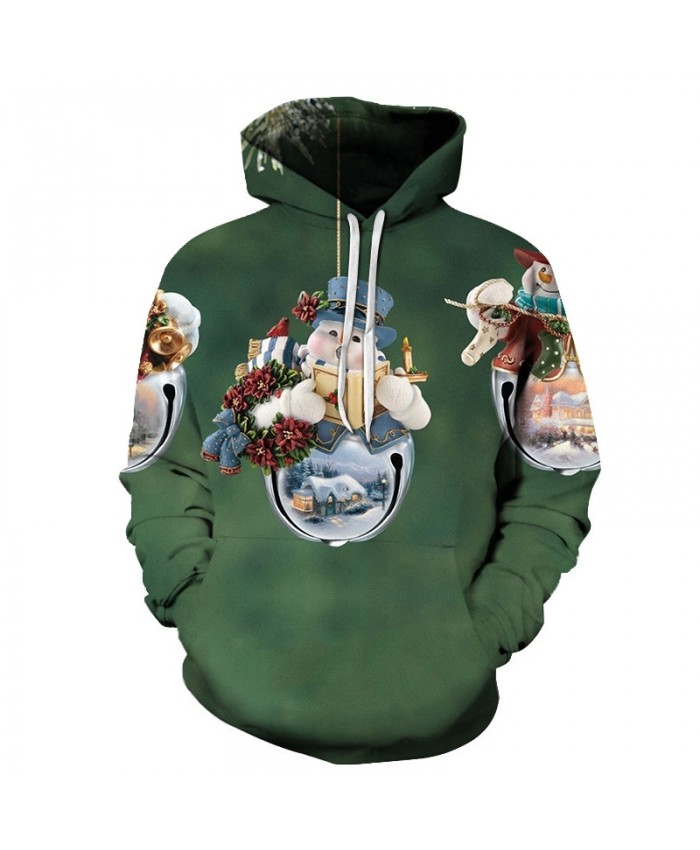 2021 Christmas Casual Fashion 3D Printed Hoodies Men Christmas bell pattern