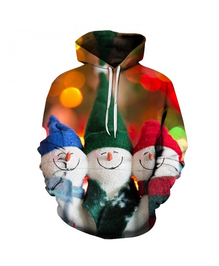 2021 Christmas Casual Fashion 3D Printed Hoodies Men Christmas blue green red snowman