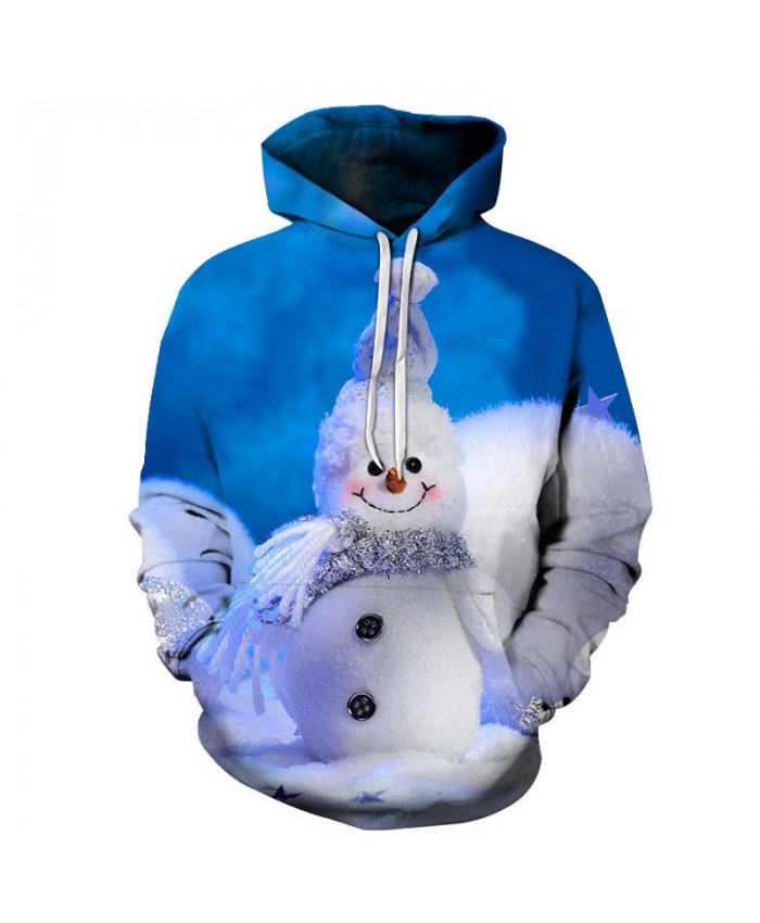 2021 Christmas Casual Fashion 3D Printed Hoodies Men Christmas cute snowman pattern
