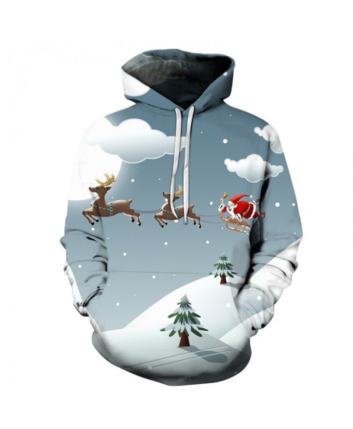 2021 Christmas Casual Fashion 3D Printed Hoodies Men Christmas night Santa Claus came pattern