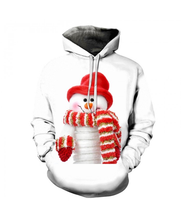 2021 Christmas Casual Fashion 3D Printed Hoodies Men Christmas pattern of a cute snowman