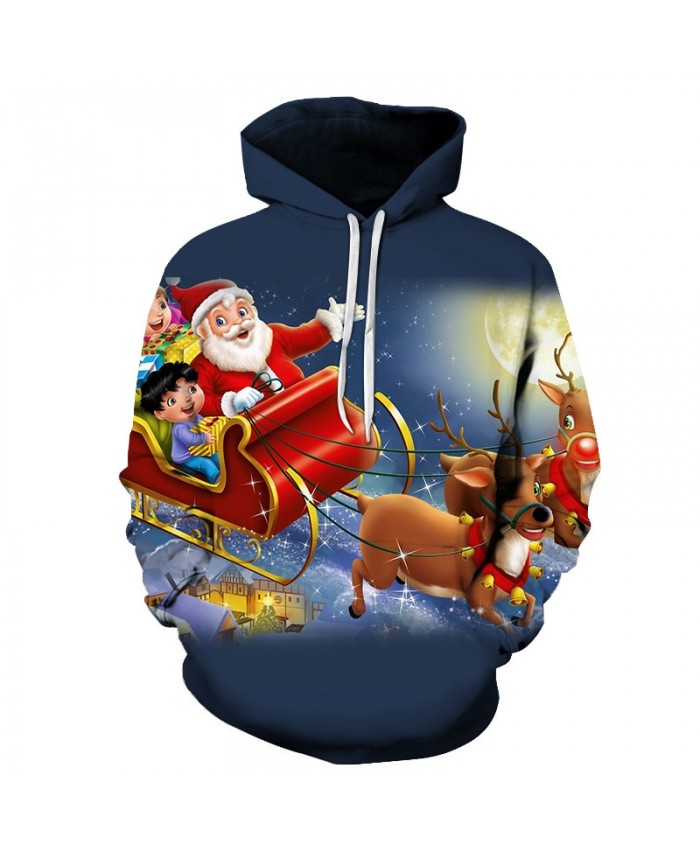 2021 Christmas Casual Fashion 3D Printed Hoodies Men Santa Claus came to the pattern