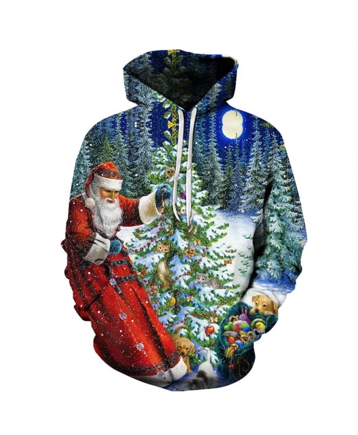 2021 Christmas Casual Fashion 3D Printed Hoodies Men Santa's gift pattern