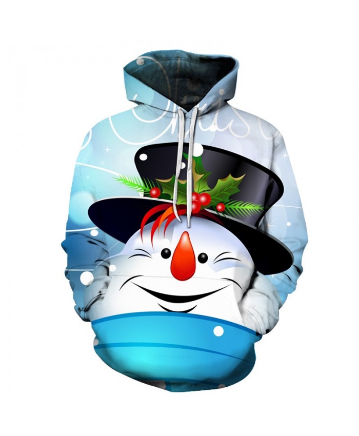 2021 Christmas Casual Fashion 3D Printed Hoodies Men The pattern of snowman in hat at Christmas