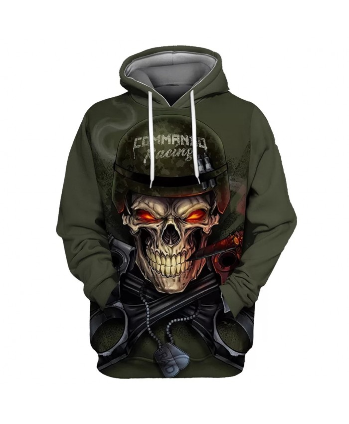 Metal armor red eyes gray smoke print casual green 3D hoodies