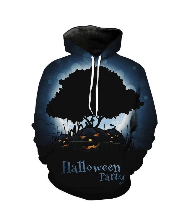 Halloween series black tree dance pumpkin print fun 3D hoodies