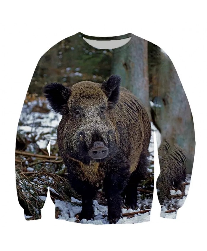 Wild boar Fashion Playerun Funny New Fashion Long Sleeves 3D Print Hoodies Sweatshirt Jacket Men women B