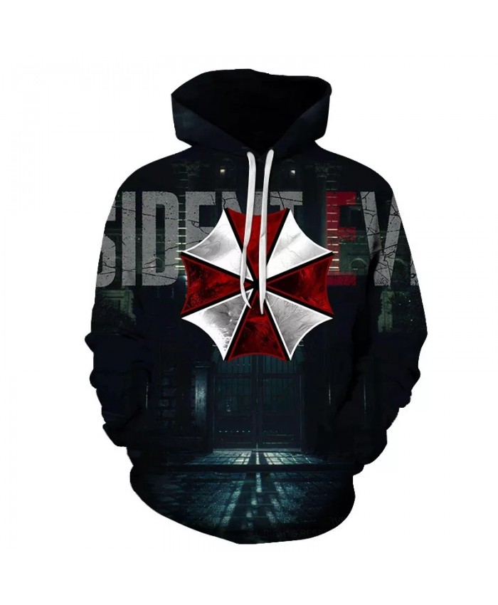 Autumn Long Sleeve Clothing New Trend Men Sweatshirt Red White Umbrella Graphics Hoodie Unisexual Loose Hooded Pullovers 5XL