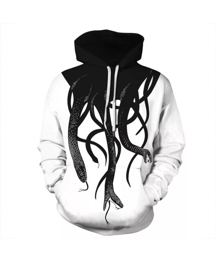 Snake Printed Fashion 3D Hoodies Sweatshirts Animal Unisex Streetwear Hooded Autumn Winter Pullover Plus Size S-3XL