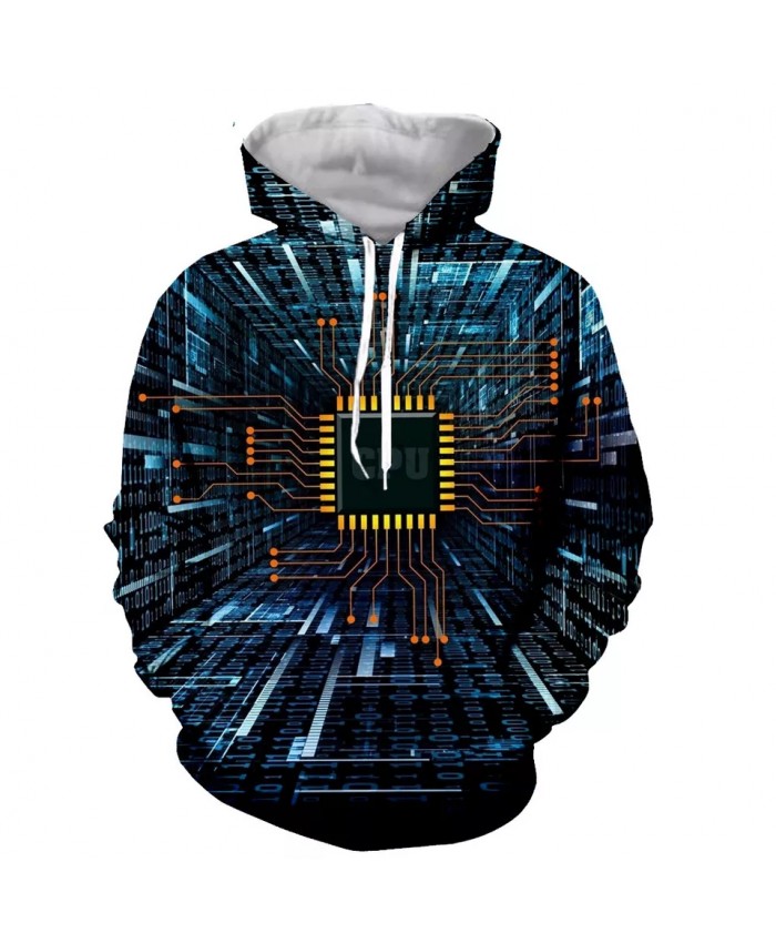 Electronic chip Fashion Long Sleeves 3D Print Hoodies Sweatshirts Jacket Men women tops