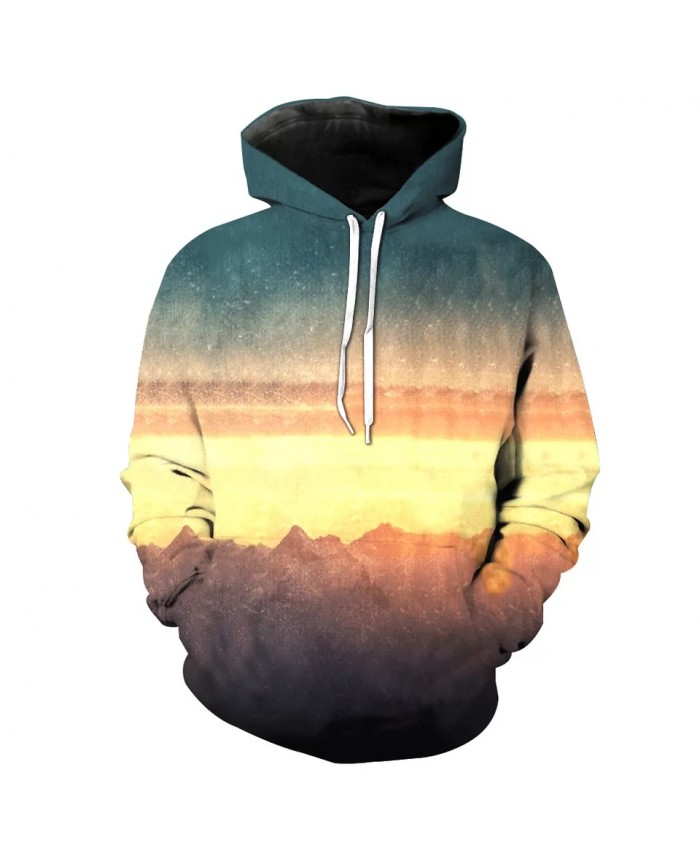 Stitching design gray and yellow cloud printing fashion 3D hooded sweatshirts