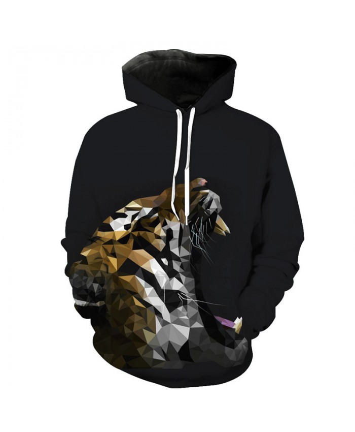 3D Crystal Roar Tiger Fashion Hooded Sweatshirt Casual Hoodie Autumn Tracksuit Pullover Hooded Sweatshirt