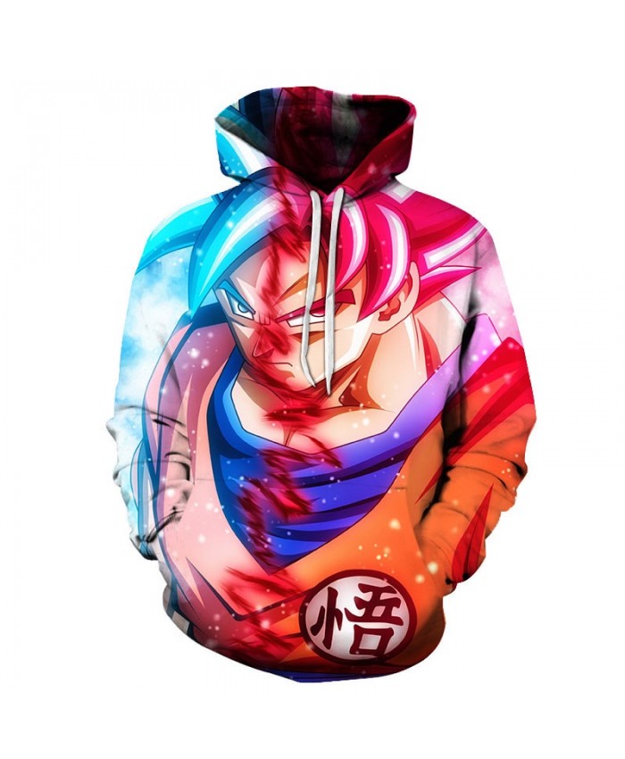 3D Dragon Ball Blue-red Hair Men Pullover Sweatshirt Pullover Hoodie Casual Hoodies Fashion Men Tracksuits Hoodie