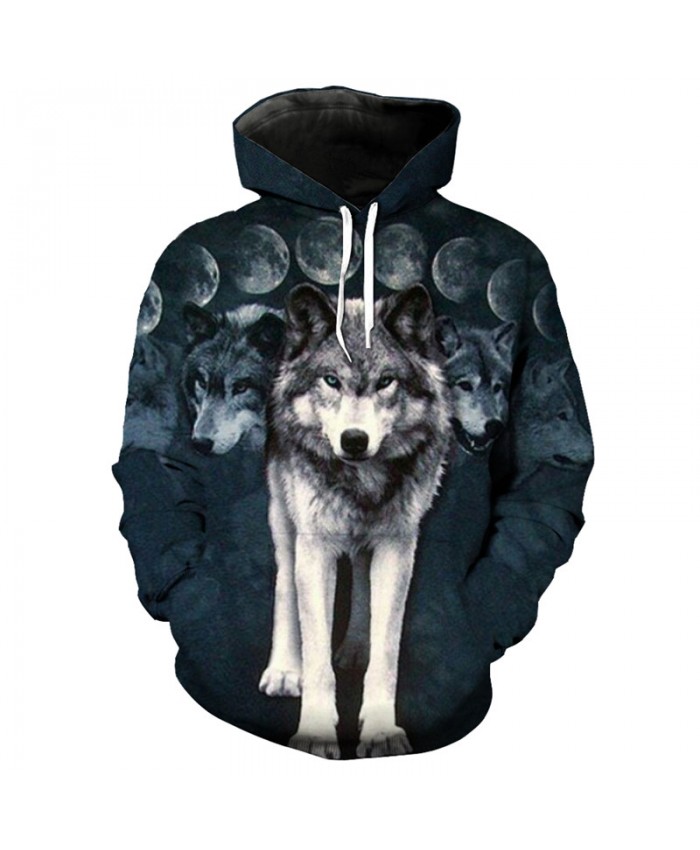 3D Hoodie Fashion streetwear moon and wolf print cool hooded sweatshirt Men Women Casual Pullover Sportswear