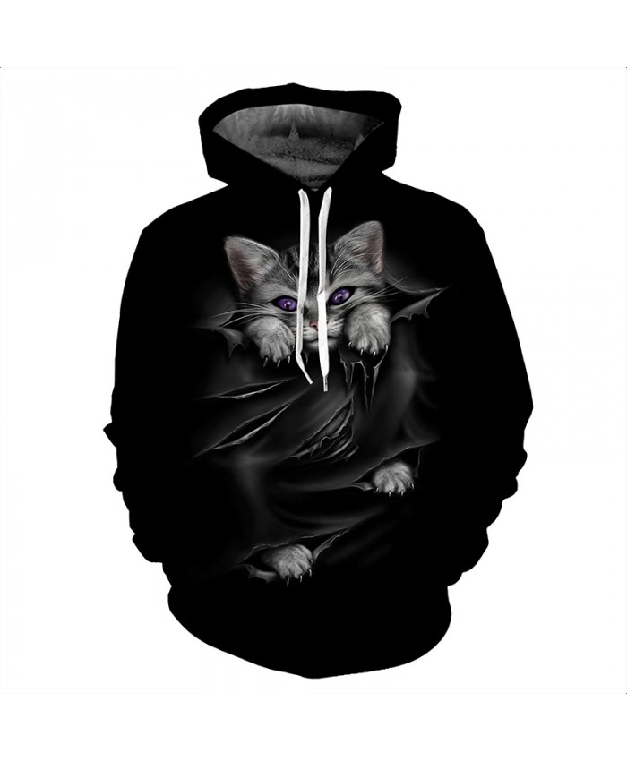 3D Hoodies Men Hooded Sweatshirts Cat 3D Print Casual Personality Pullovers Streetwear Tops Autumn Hipster Hip Hop Hoodies
