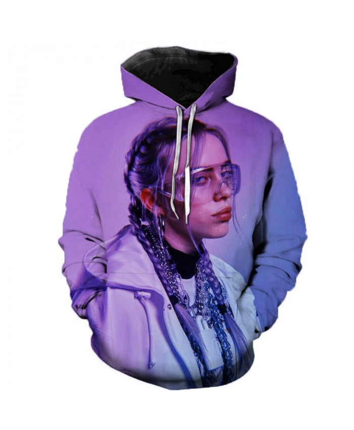 3D Music Singer Billie Eilish Print Hoodies Sweatshirts Men Women Hip Hop Long Sleeve Casual Streetwear Plus Size Hoodies