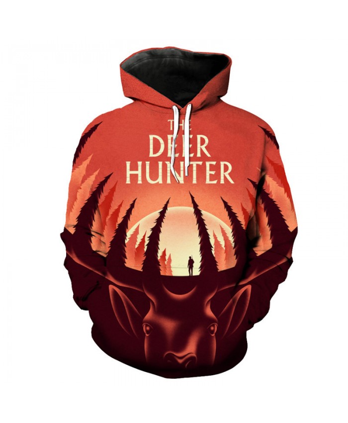 3D Orange Hoodie Deer Hunter Print Hooded Sportswear Sweatshirt Women Men Sportwear