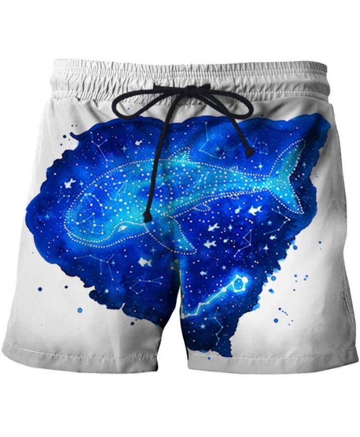 3D Print Blue Fish By Pixie Cold Artist Men Beach Shorts Casual Cool Men Stone Printed Beach Shorts Summer Male