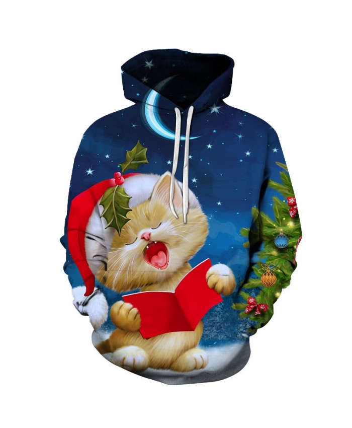 3D Print Casual Fashion Hoodies Christmas Sweatshirts Sport Hoodies Men 2021 Cat Reading A Book Drop shopping