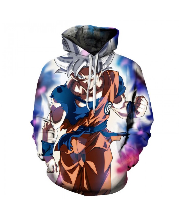 3D Print Gray Hair Dragon Ball Men Pullover Sweatshirt Pullover Hoodie Casual Brand Hoodies Fashion Anime Men Hoodie