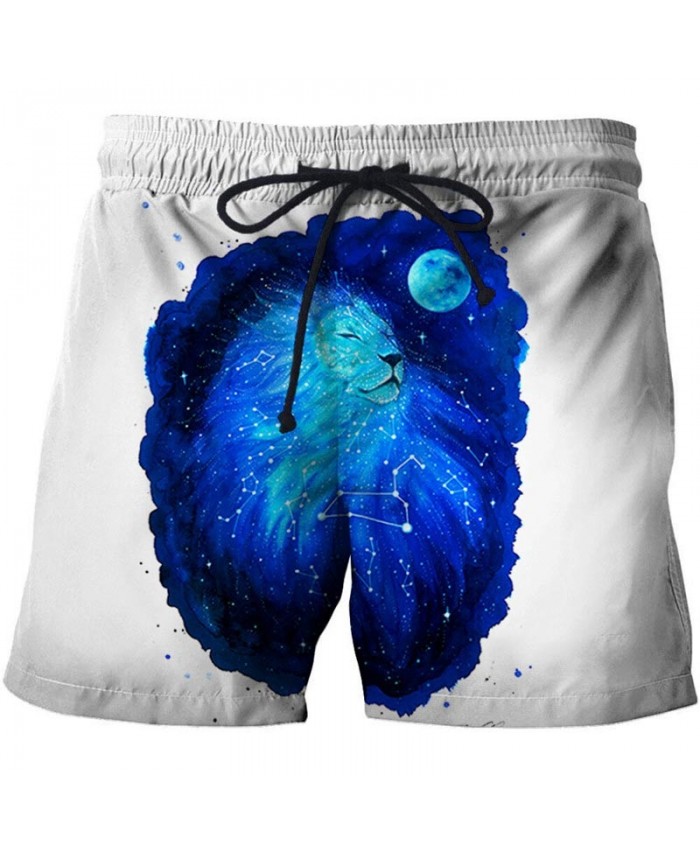 3D Print Lion By Pixie Cold Artist Men Beach Shorts Casual Cool Men Stone Printed Beach Shorts Summer Male Beachwear