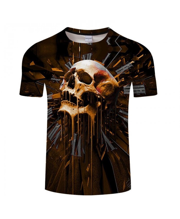 3D Print Many Holes In The Skull Men tshirt Crossfit Shirt Casual Summer Short Sleeve Male tshirt Men Round Neck Top