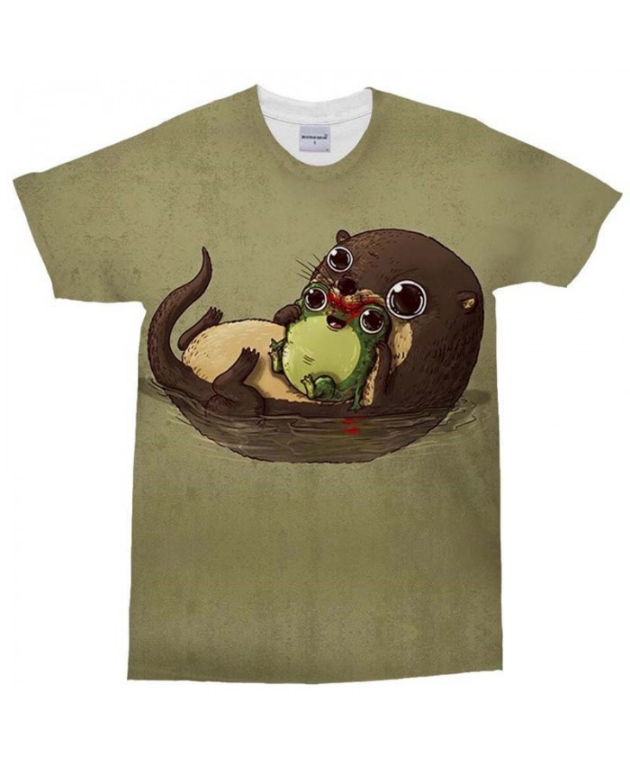 3D Print Men's T Shirt Beaver and Frog Casual Fashion Crossfit Shirt Men Tops&Tee Brand