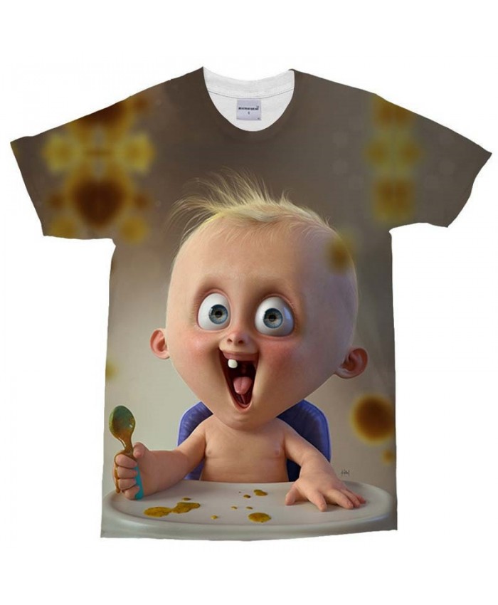 3D Print Men's T Shirt Child With One Tooth T Shirts Casual Fashion Men Short Sleeve Tops O-Neck