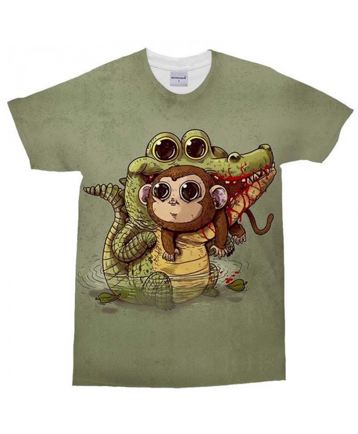 3D Print Men's T Shirt Crocodile and Monkey Casual Fashion Crossfit Shirt Men Tops&Tee Brand