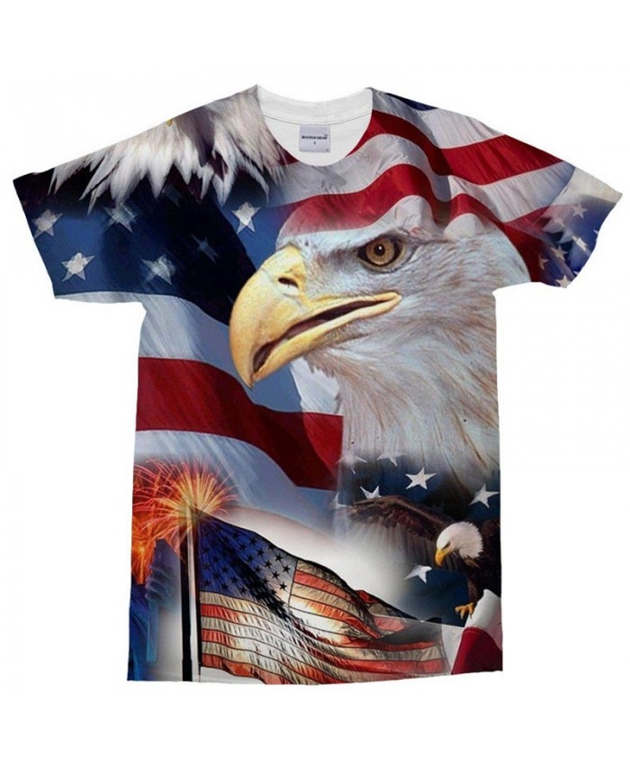3D Print Sharp Mouth T Shirt Men tshirt Summer Casual Slim Men Short Sleeve O-neck Tops&Tee USA Flag Drop Ship
