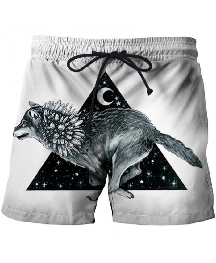3D Print Wolf By Pixie Cold Artist Men Beach Short Casual Cool Men Stone Print Beach Shorts Summer Male Beachwear
