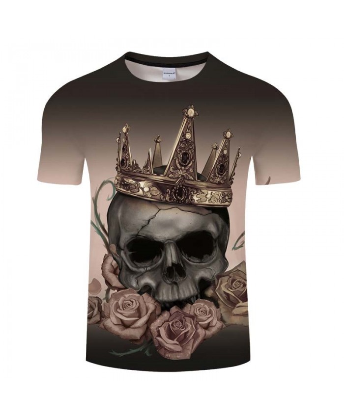 3D Print t shirt Crown Skull Fashion Man's T-shirt Casual Crossfit Shirt 2021 New Men Tops&Tee Brand