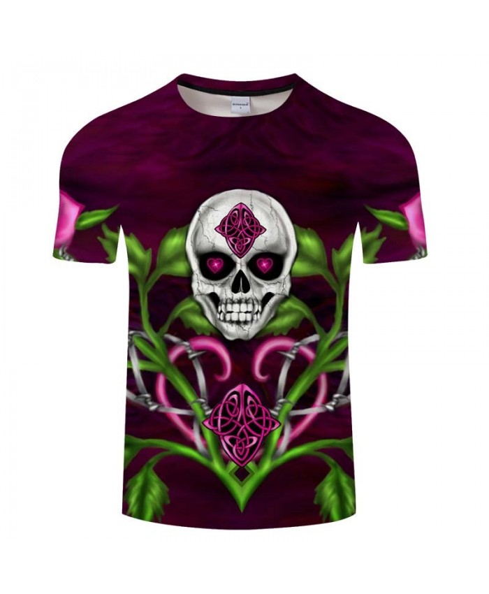 3D Print t-shirt Flower and Skull Men Tees Fashion Short Pullovers Casual T Shirt Men 2021 New Brand t shirt